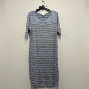 NWT! LuLaRoe Women’s Blue and Grey Stripped Pattern Bodycon Dress - size XL